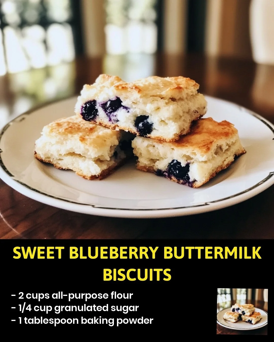 Freshly baked sweet blueberry buttermilk biscuits on a plate