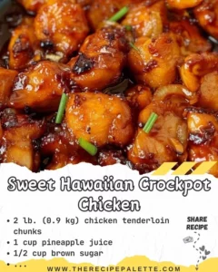 Bowl of Sweet Hawaiian Crockpot Chicken with pineapple and rice.