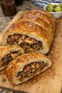 Sweet Heat Bacon Ranch Cheeseburger stuffed slider loaf recipe