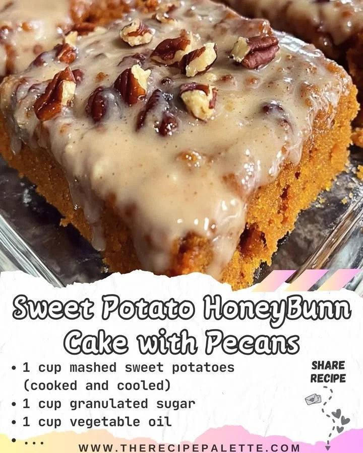 Sweet Potato HoneyBunn Cake with Pecans and Grated Sweet Potato Icing