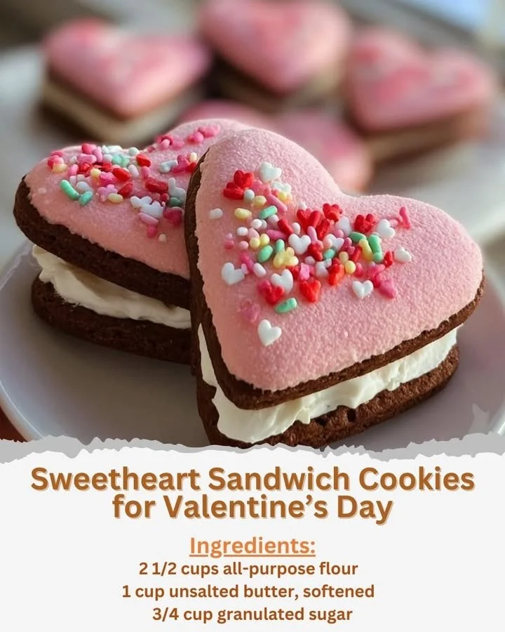 Sweetheart sandwich cookies decorated for Valentine's Day