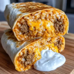 Taco Bell Cheesy Quesarito with cheese and beef filling in a tortilla