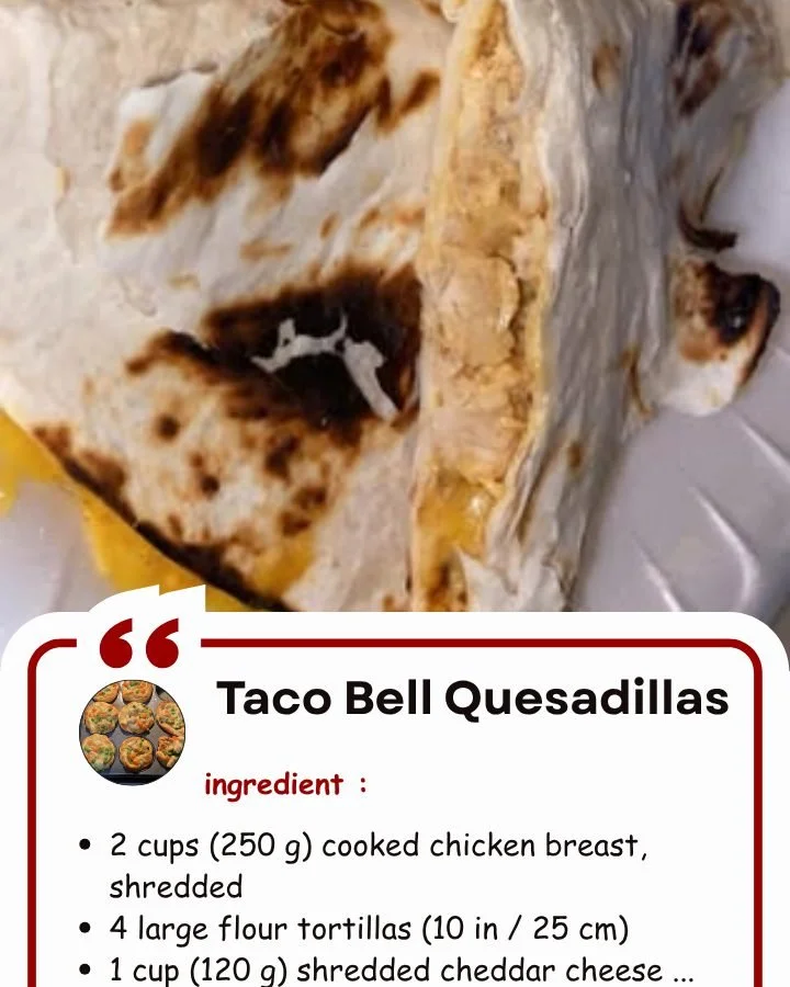 Taco Bell quesadillas with melted cheese and toppings on a plate