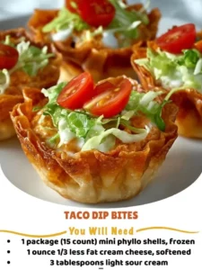 Delicious Taco Dip Bites served in a colorful platter