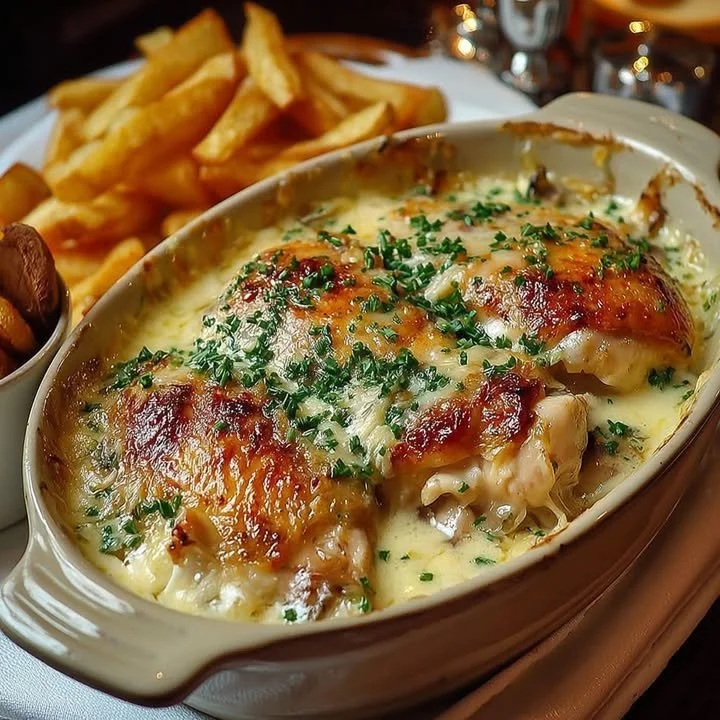 Tasty chicken with maroilles