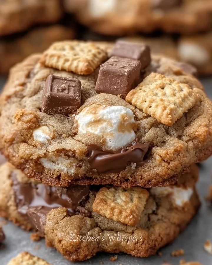 Delicious Teddy Grahams S'mores Cookies stacked on a plate.