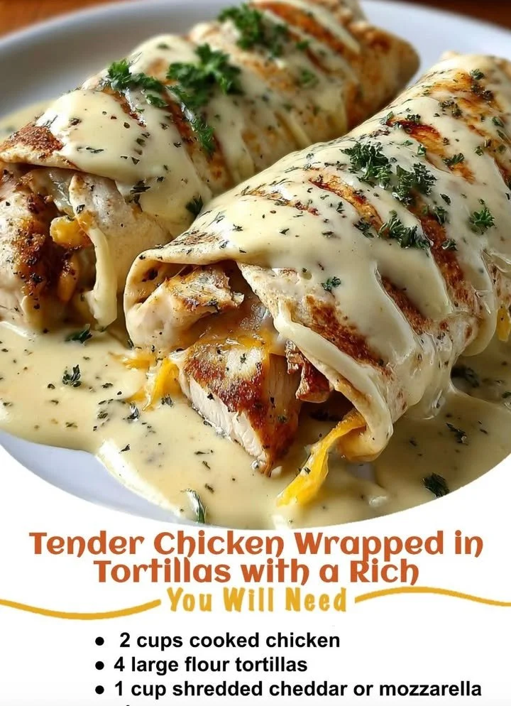 Tender Chicken Wrapped in Tortillas with a Rich, Creamy Cheese Sauce
