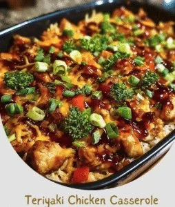 Delicious Teriyaki Chicken Casserole ready to be served