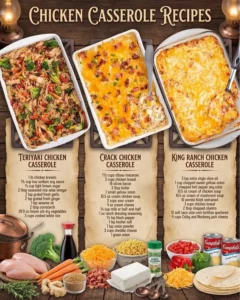 Delicious Teriyaki Chicken Casserole topped with green onions and sesame seeds.