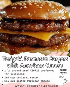 Teriyaki Parmesan Burger with American Cheese - a flavorful grilled delight