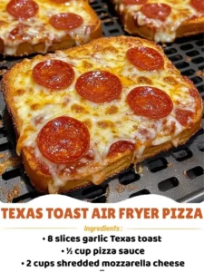 Texas Toast Air Fryer Pizza ready to serve with toppings