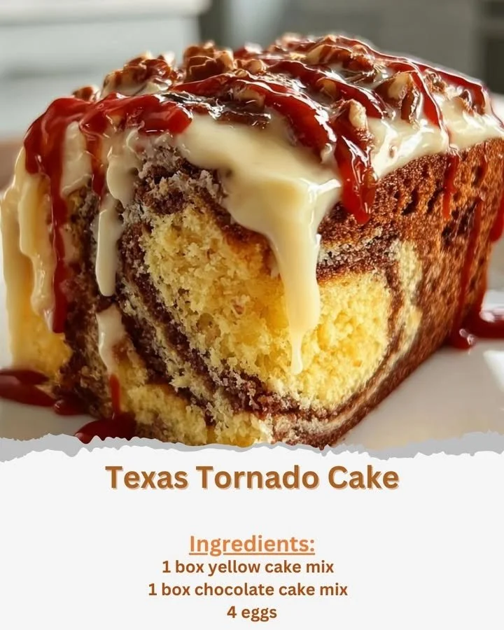 Delicious slice of Texas Tornado Cake with cream cheese icing and pecans