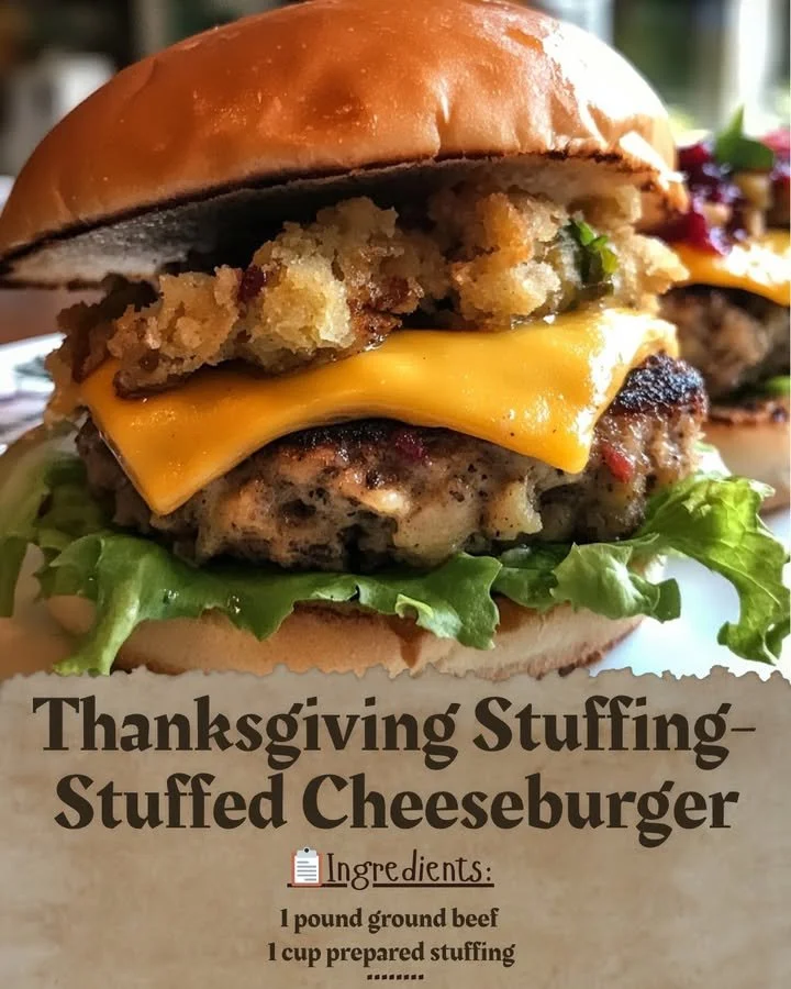 Thanksgiving Stuffing-Stuffed Cheeseburger