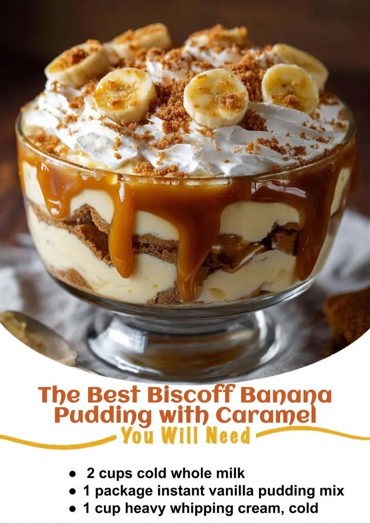 The Best Biscoff Banana Pudding with Caramel