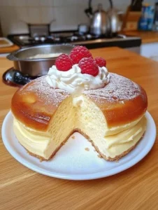 Deliciously fluffy cloud cake fresh out of the oven, ideal for dessert lovers.
