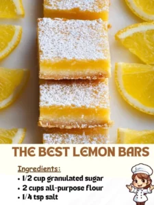 Delicious homemade lemon bars dusted with powdered sugar on a plate.