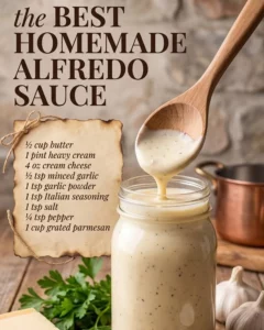 Creamy and delicious homemade Alfredo sauce in a serving bowl