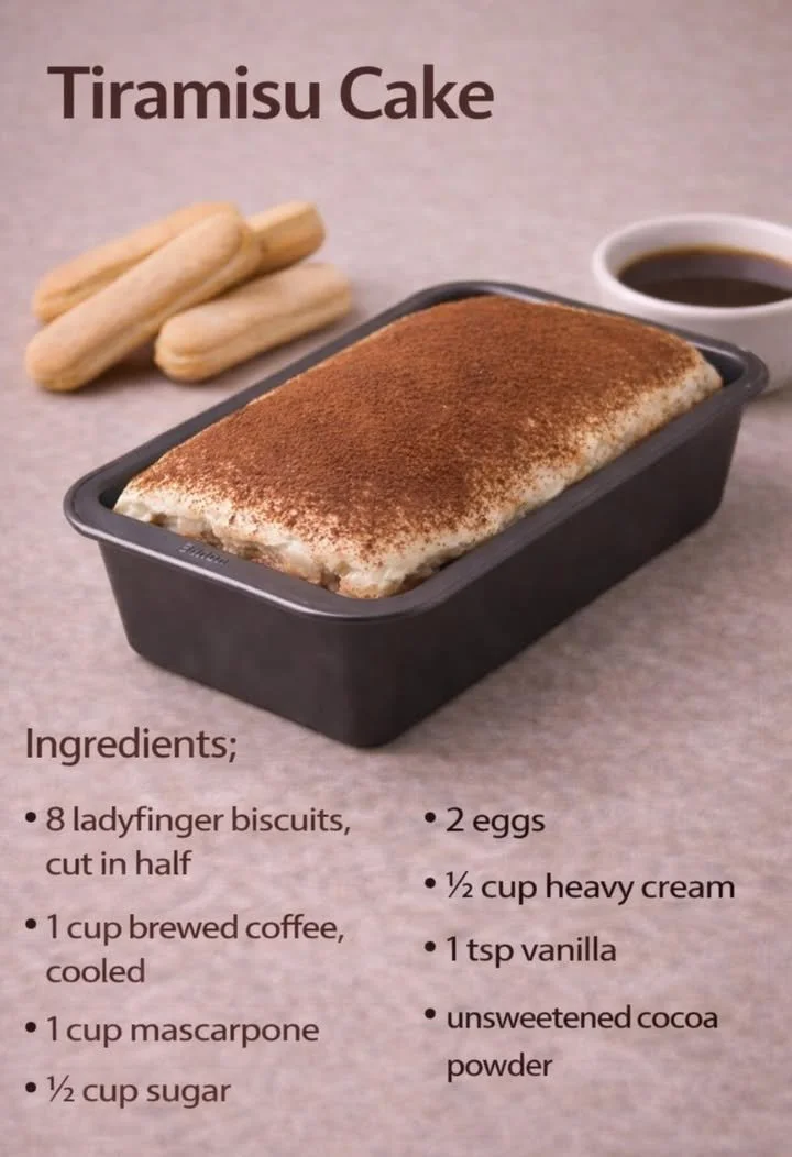 Delicious tiramisu cake with layers of coffee and creamy mascarpone.