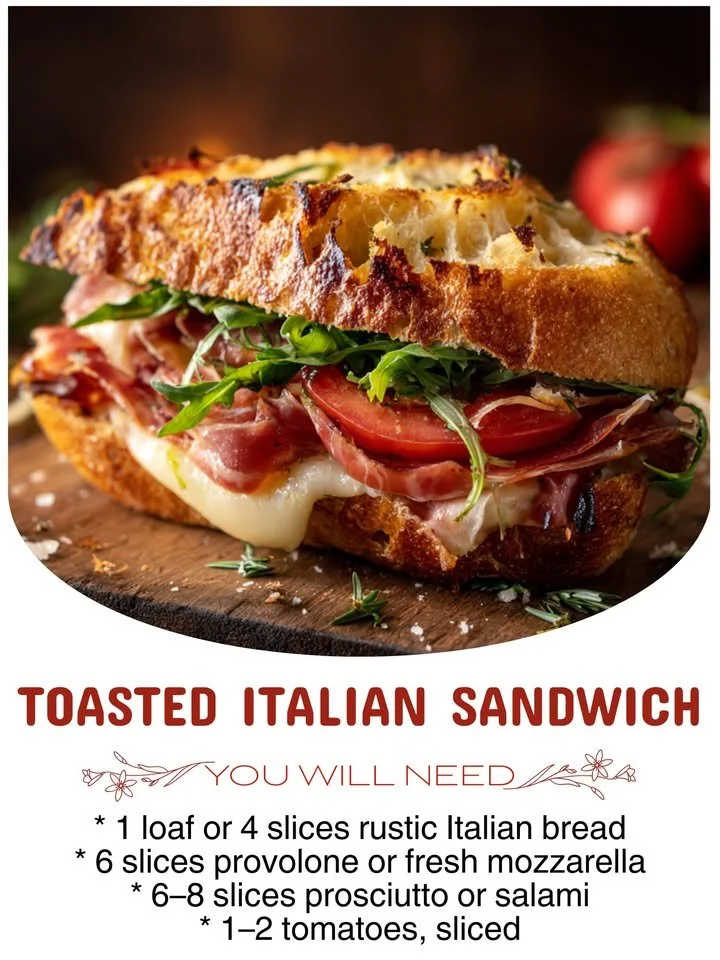 Delicious toasted Italian sandwich with fresh ingredients and melted cheese