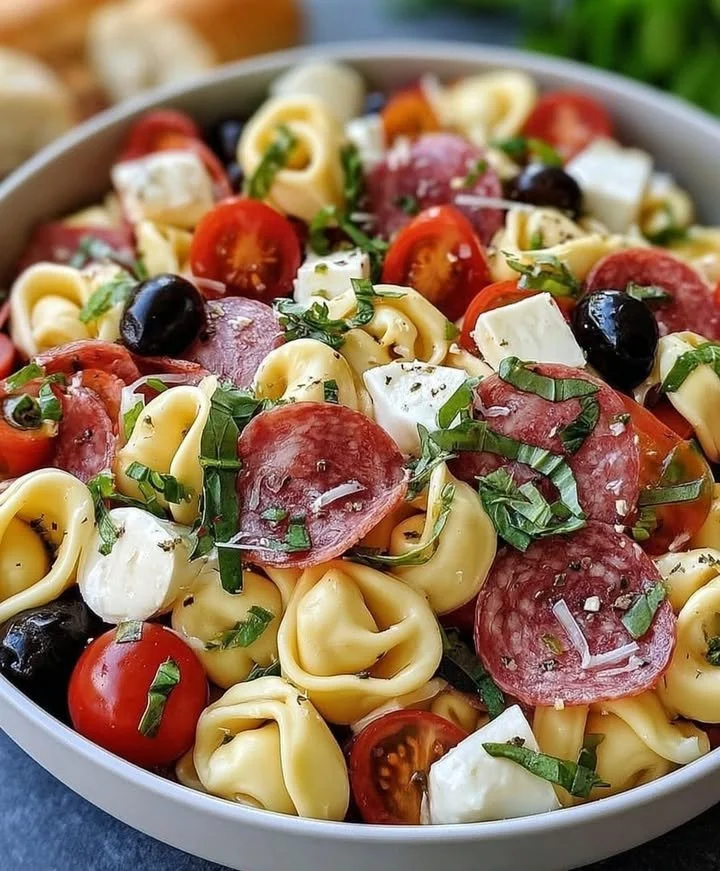 Tortellini Pasta Salad with Salami and Mozzarella
