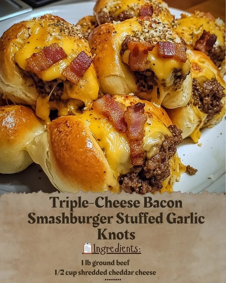 Triple-Cheese Bacon Smashburger Stuffed Garlic Knots