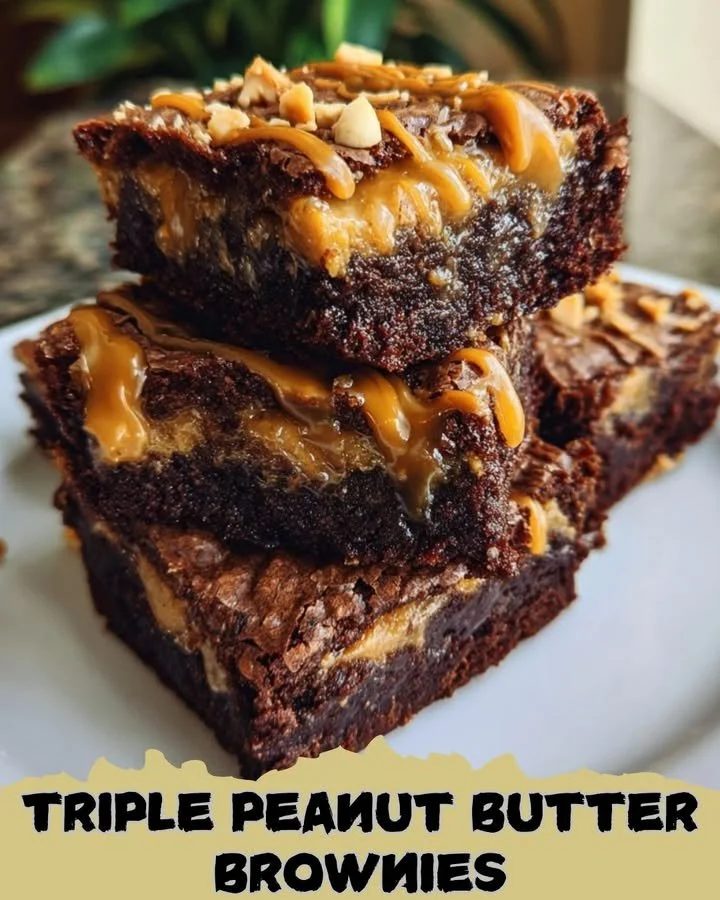 Triple Peanut Butter Brownies