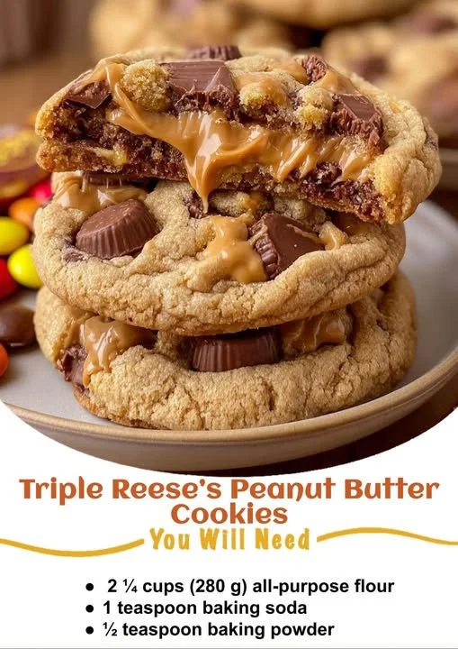 Triple Reese’s Peanut Butter Cookies