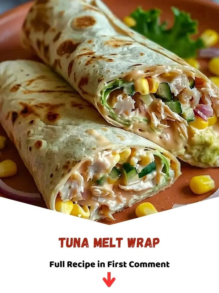 Delicious Tuna Melt Wrap ready to serve with fresh ingredients and melted cheese