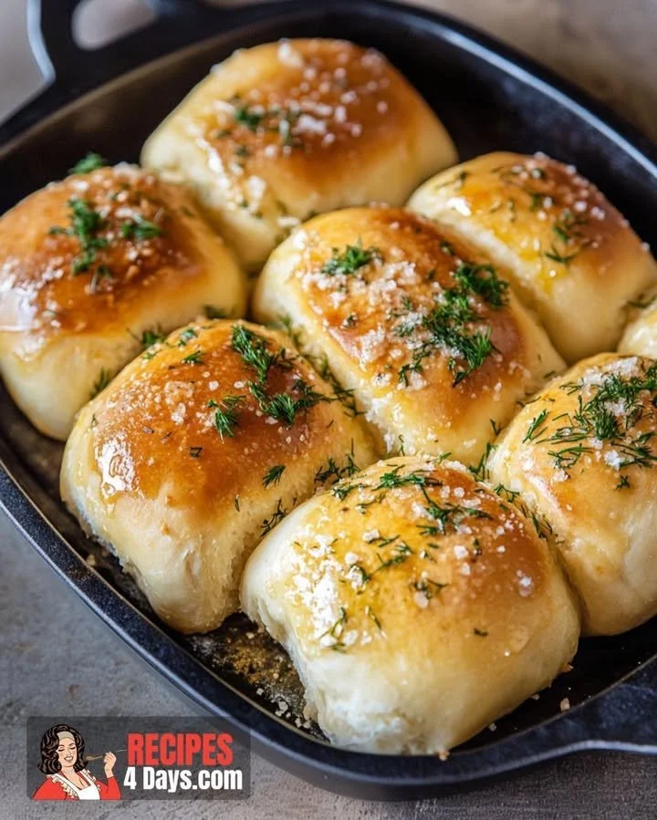 Freshly baked Ukrainian Garlic Breads Pampushky, served warm with garlic oil.