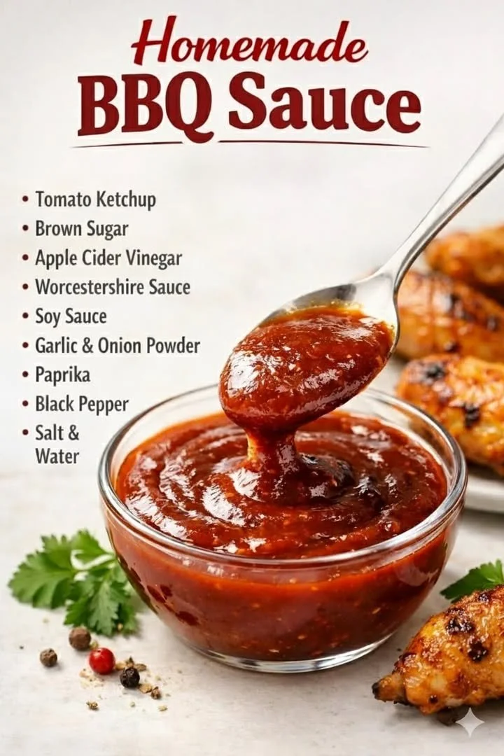 Bowl of ultimate homemade BBQ sauce with fresh ingredients and herbs