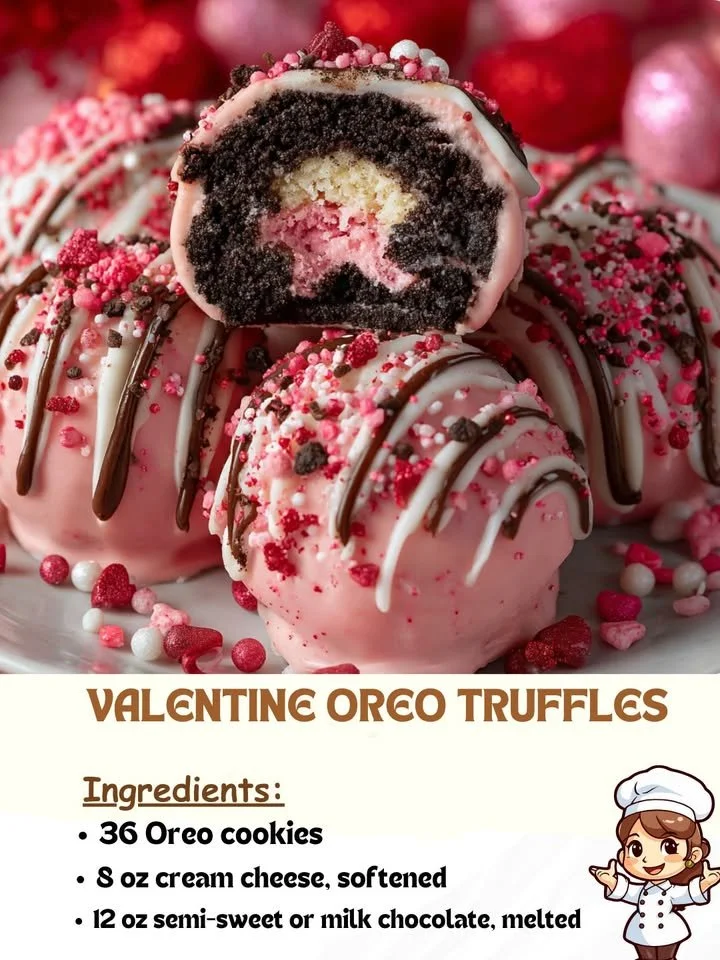 Delicious Valentine Oreo Truffles decorated for a romantic celebration