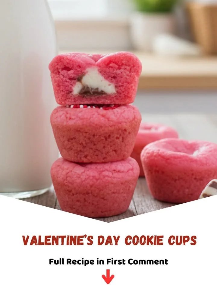 Valentine's Day themed cookie cups filled with love and sweetness