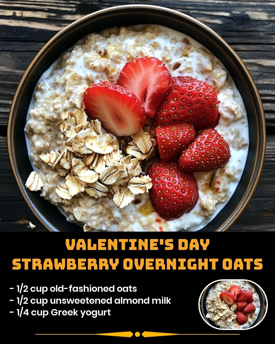 Delicious Valentine’s Day strawberry overnight oats with fresh strawberries