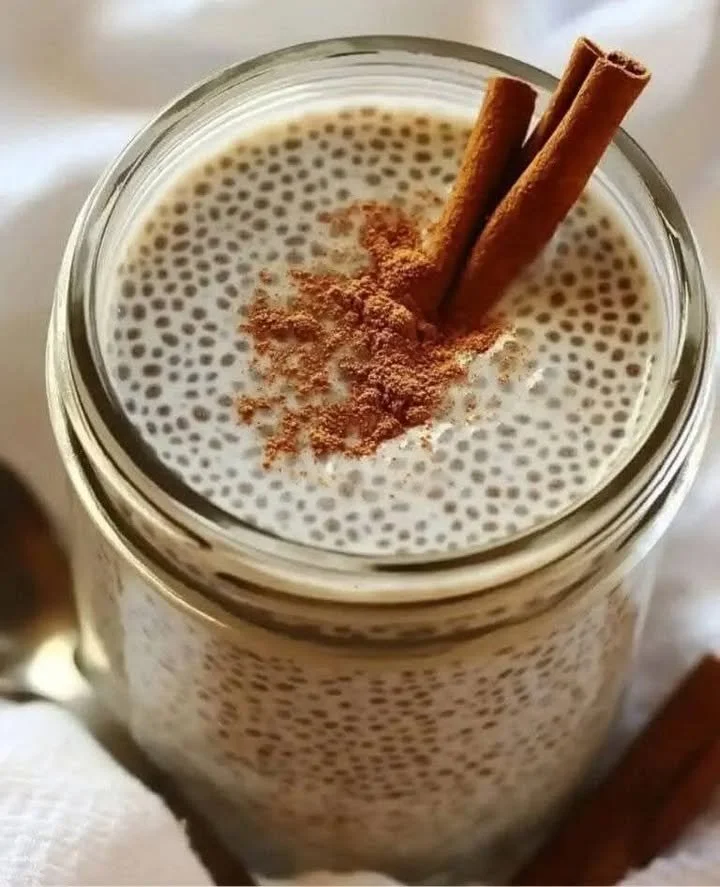 Creamy vanilla chia pudding topped with cinnamon in a bowl.