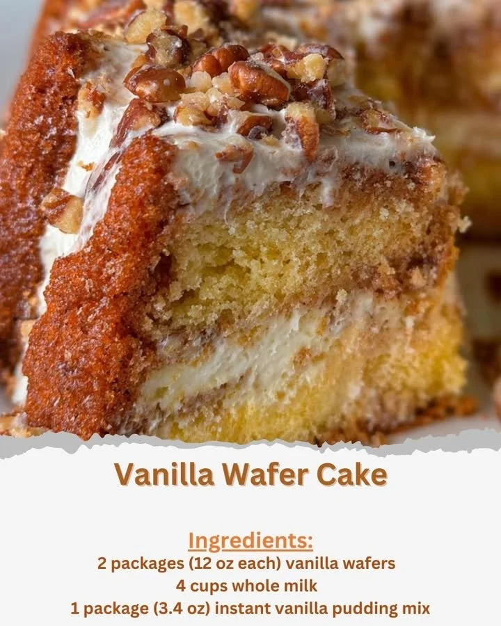 Delicious Vanilla Wafer Cake with layers of creamy filling and vanilla wafers