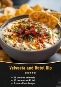 Delicious Velveeta Rotel Dip served in a bowl with tortilla chips