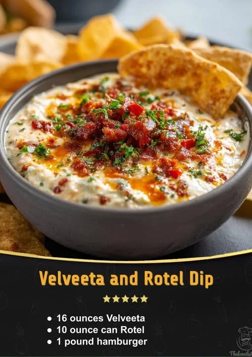 Delicious Velveeta Rotel Dip served in a bowl with tortilla chips
