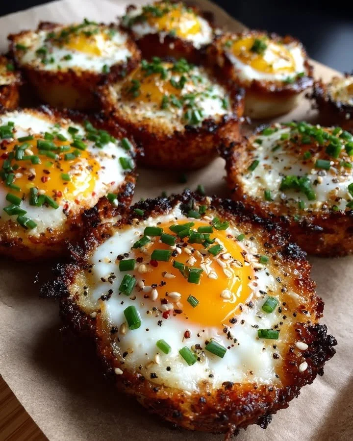 Viral cloud eggs served in halloumi nests with everything seasoning on top