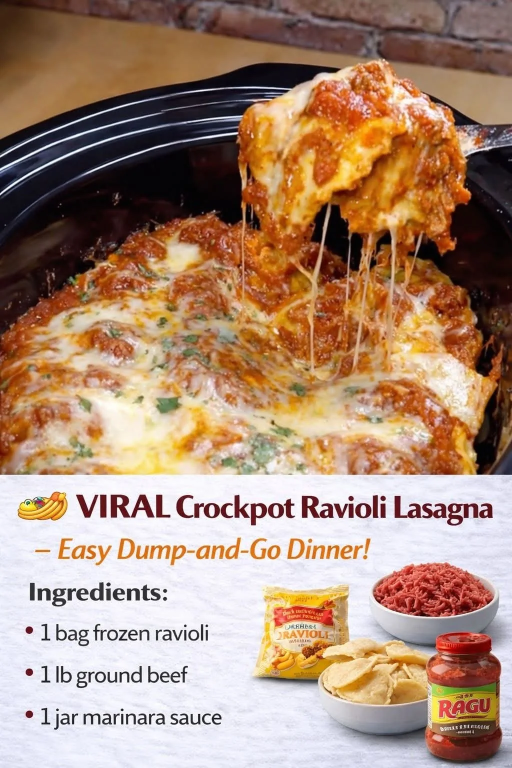 Delicious Crockpot Ravioli Lasagna served in a bowl