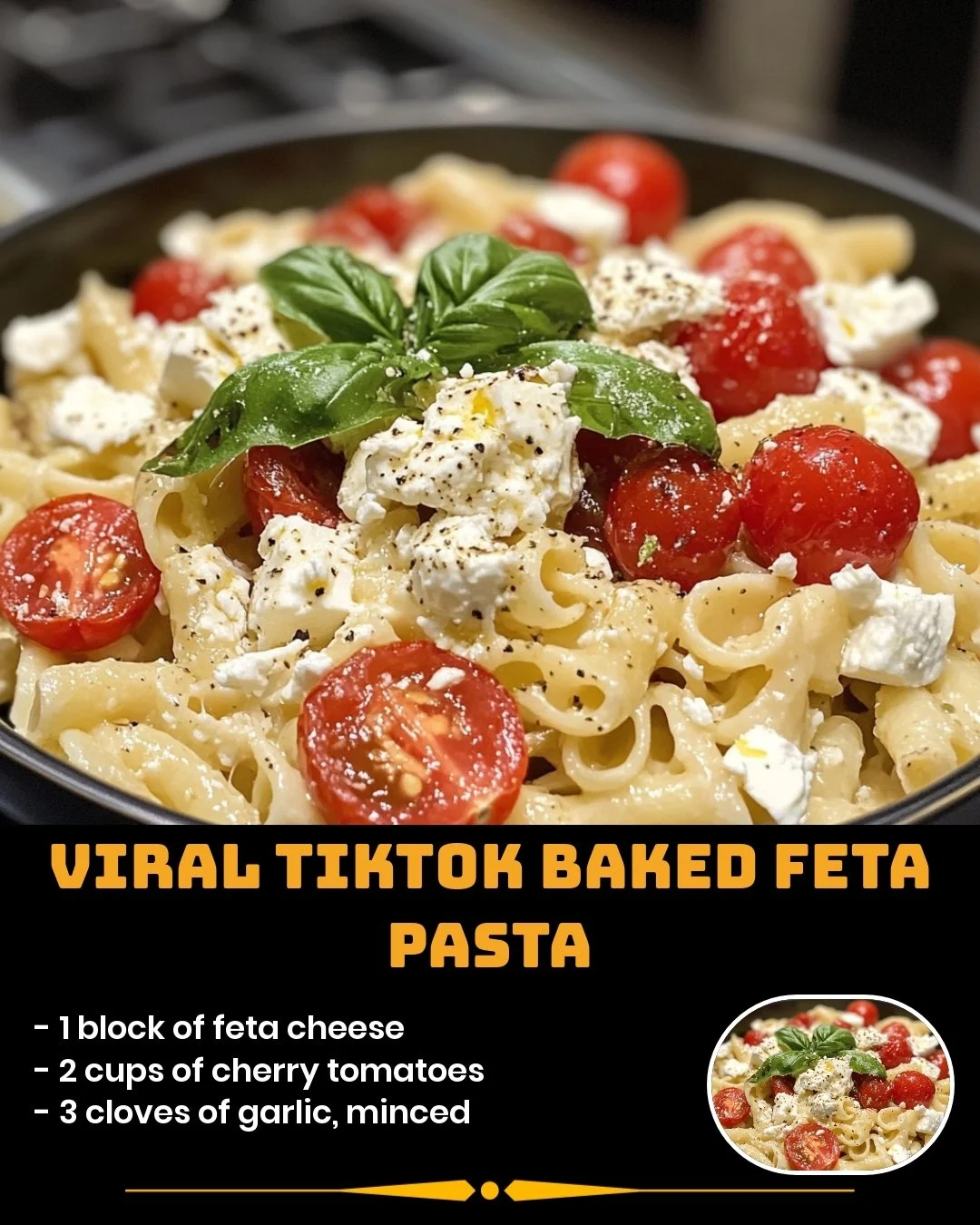 Delicious baked feta pasta, inspired by a viral TikTok recipe, served in a bowl.