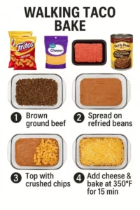 Delicious Walking Taco Bake served in a colorful dish