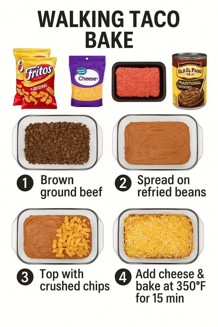 Delicious Walking Taco Bake served in a colorful dish