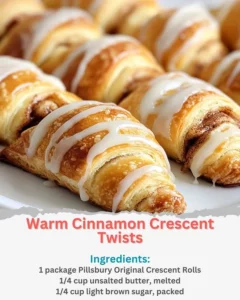 Warm cinnamon crescent twists ready to enjoy with a sweet glaze.