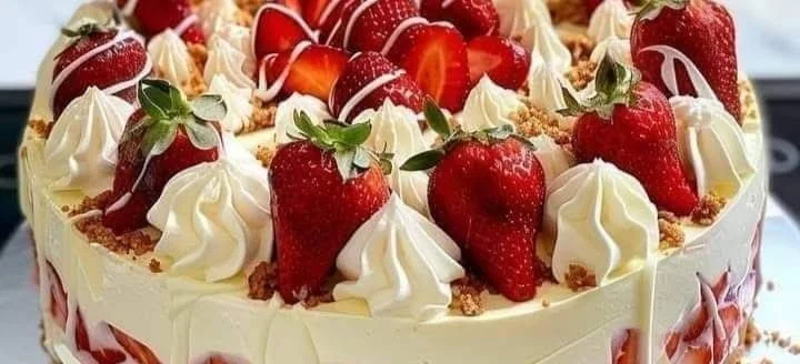 White Chocolate Strawberry Cheesecake