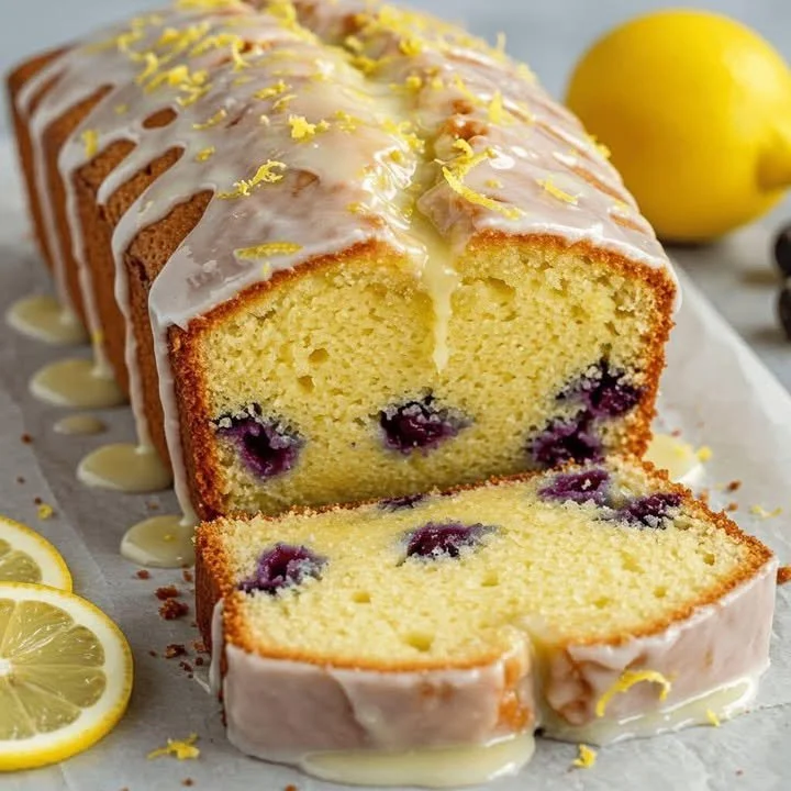 Delicious Yogurt Blueberry Cake with fresh blueberries and yogurt topping