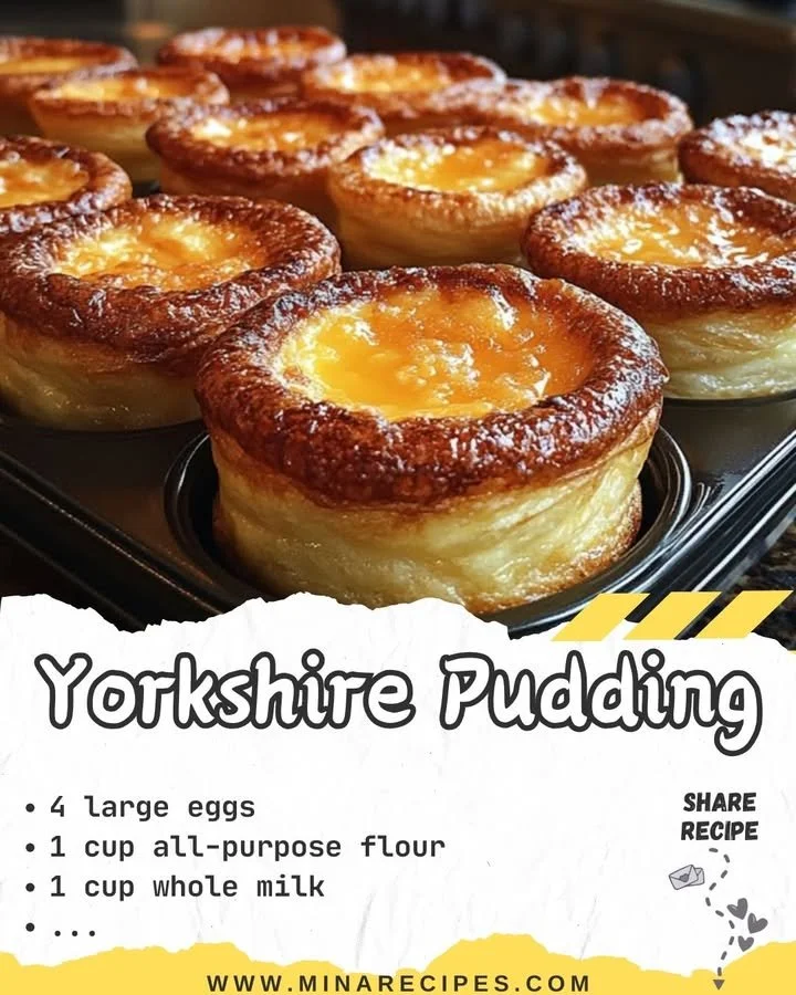 Golden, fluffy Yorkshire pudding baked to perfection, ready to serve.