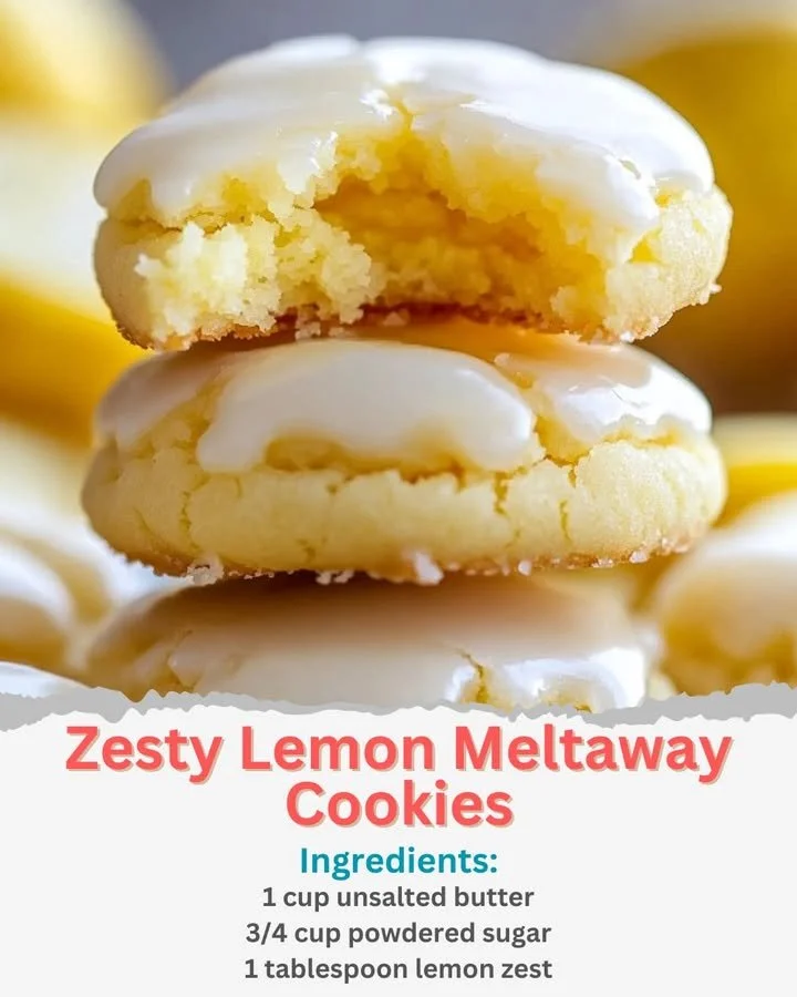 Delicious zesty lemon meltaway cookies on a plate