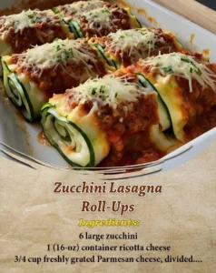 Zucchini Lasagna Roll-Ups filled with cheese and herbs, a healthy lasagna alternative