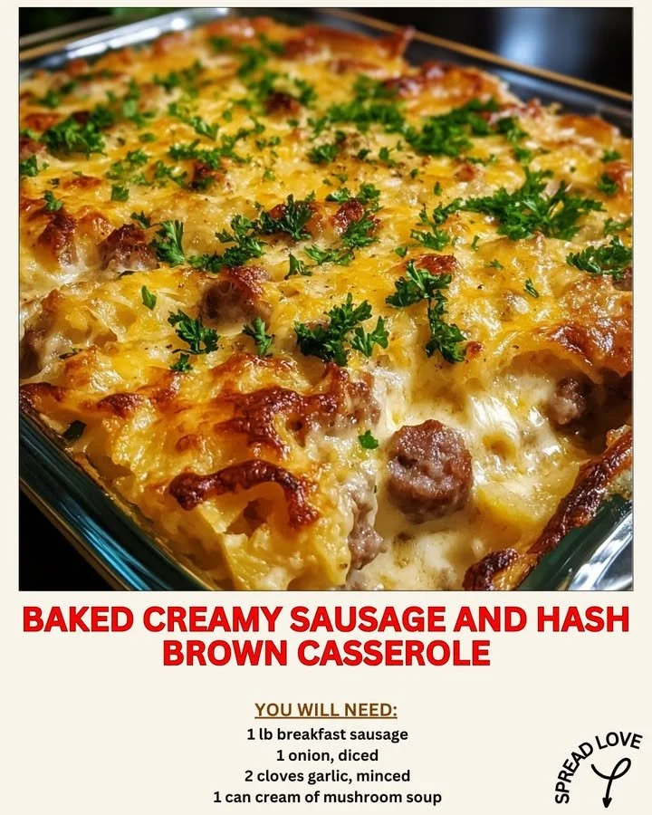 Baked Creamy Sausage and Hash Brown Casserole