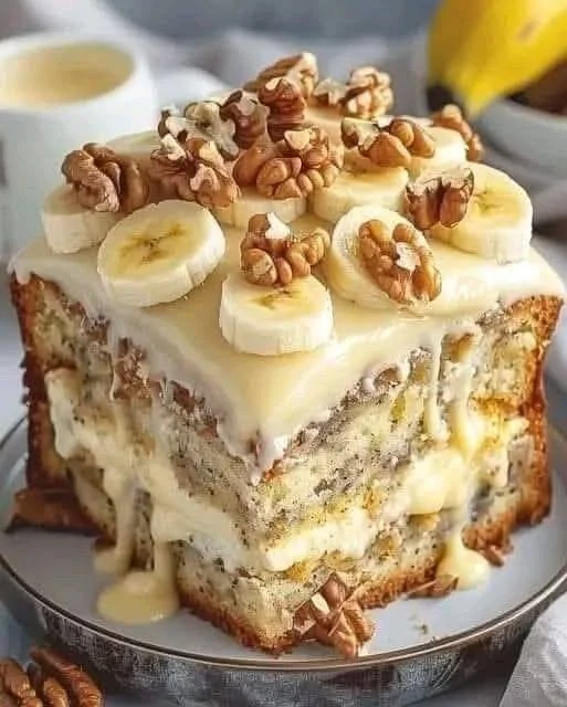 Banana Walnut Cream Cake
